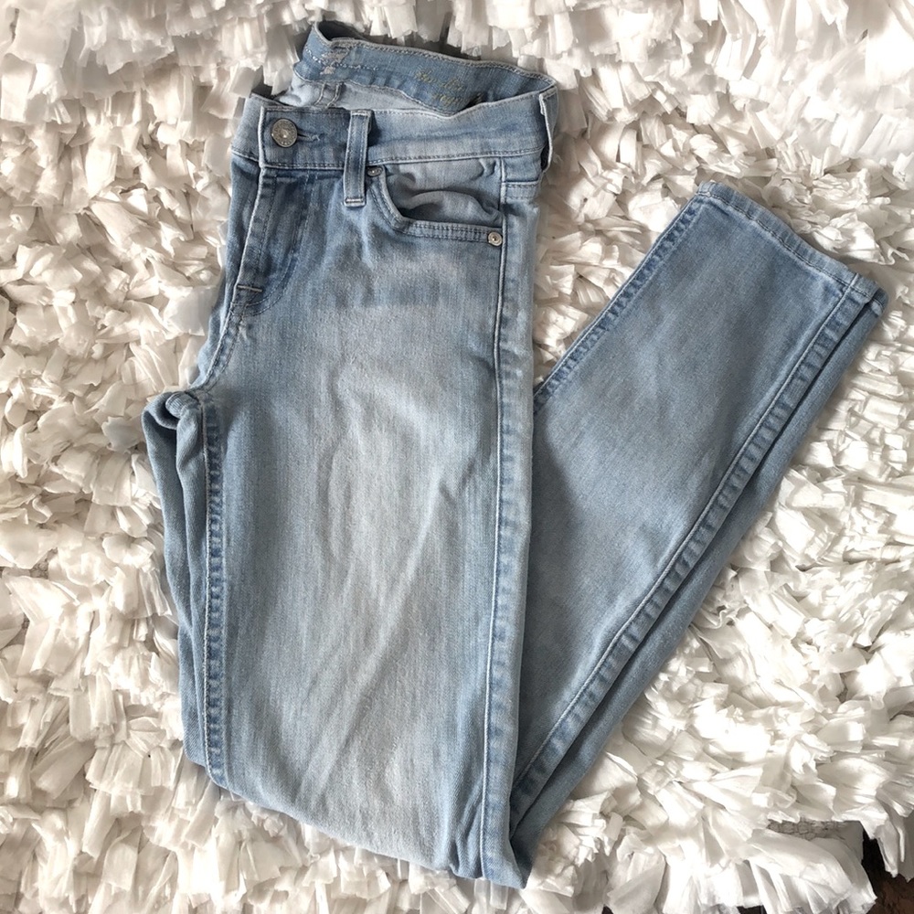 7 For All Mankind light wash low rise skinny 24